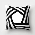 Geometric Black and White Pillow Cover Modern Patchwork Design Standard Size