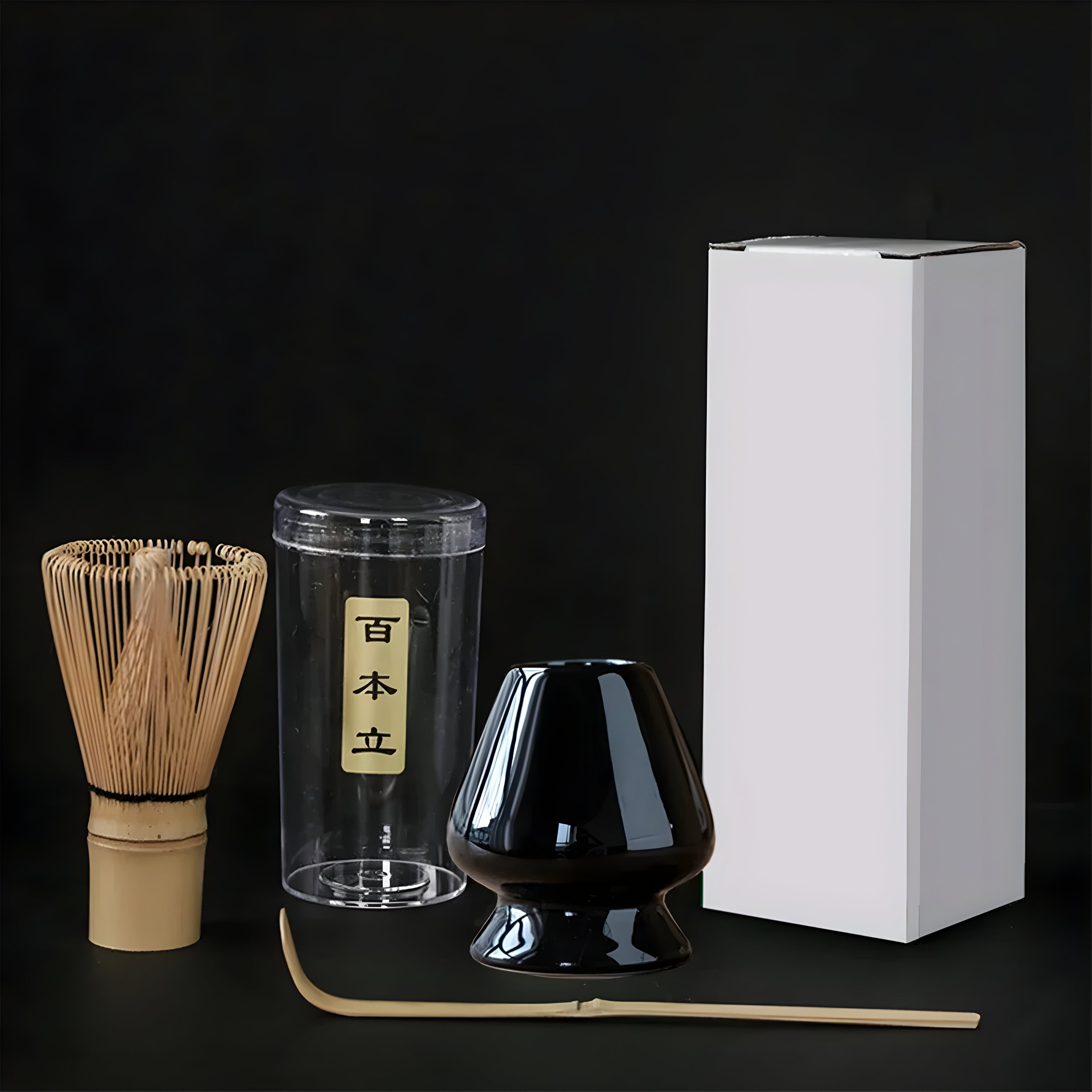 3-Piece Bamboo Matcha Whisk Set with Stand and Teaspoons for Japanese Tea Preparation