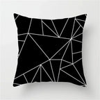 Geometric Black and White Pillow Cover Modern Patchwork Design Standard Size