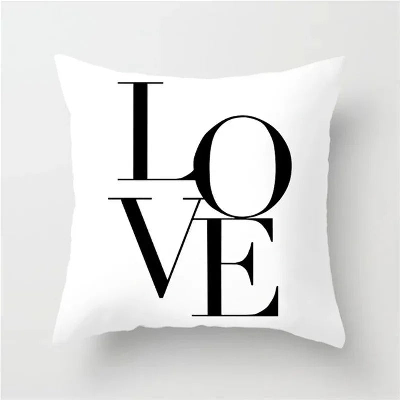 Geometric Black and White Pillow Cover Modern Patchwork Design Standard Size