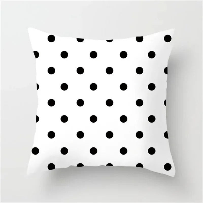 Geometric Black and White Pillow Cover Modern Patchwork Design Standard Size