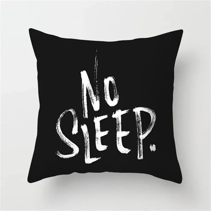 Geometric Black and White Pillow Cover Modern Patchwork Design Standard Size
