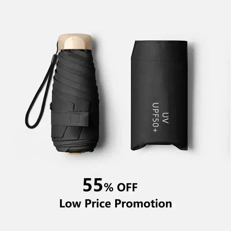 Foldable Mini Umbrella Compact UV Protection Wind Resistant Lightweight Portable 19cm