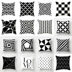 Geometric Black and White Pillow Cover Modern Patchwork Design Standard Size