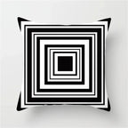 Geometric Black and White Pillow Cover Modern Patchwork Design Standard Size