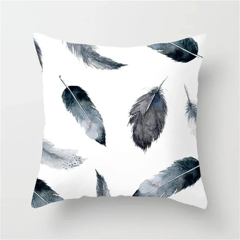 Geometric Black and White Pillow Cover Modern Patchwork Design Standard Size