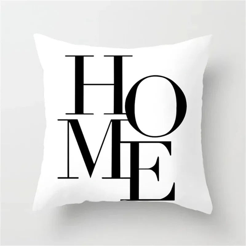 Geometric Black and White Pillow Cover Modern Patchwork Design Standard Size
