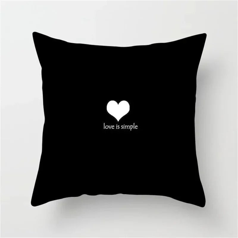 Geometric Black and White Pillow Cover Modern Patchwork Design Standard Size