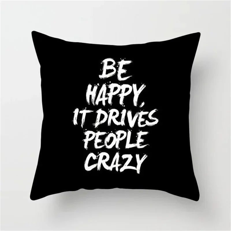 Geometric Black and White Pillow Cover Modern Patchwork Design Standard Size