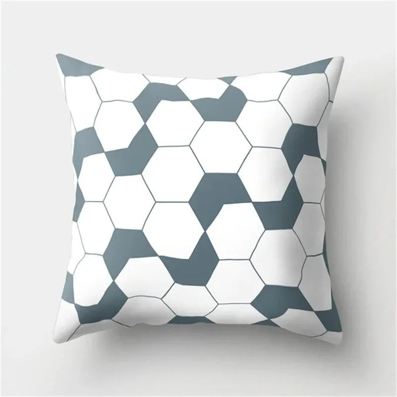 Geometric Black and White Pillow Cover Modern Patchwork Design Standard Size