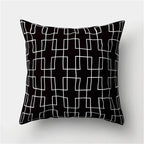 Geometric Black and White Pillow Cover Modern Patchwork Design Standard Size