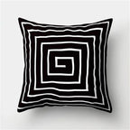 Geometric Black and White Pillow Cover Modern Patchwork Design Standard Size