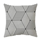 Geometric Black and White Pillow Cover Modern Patchwork Design Standard Size