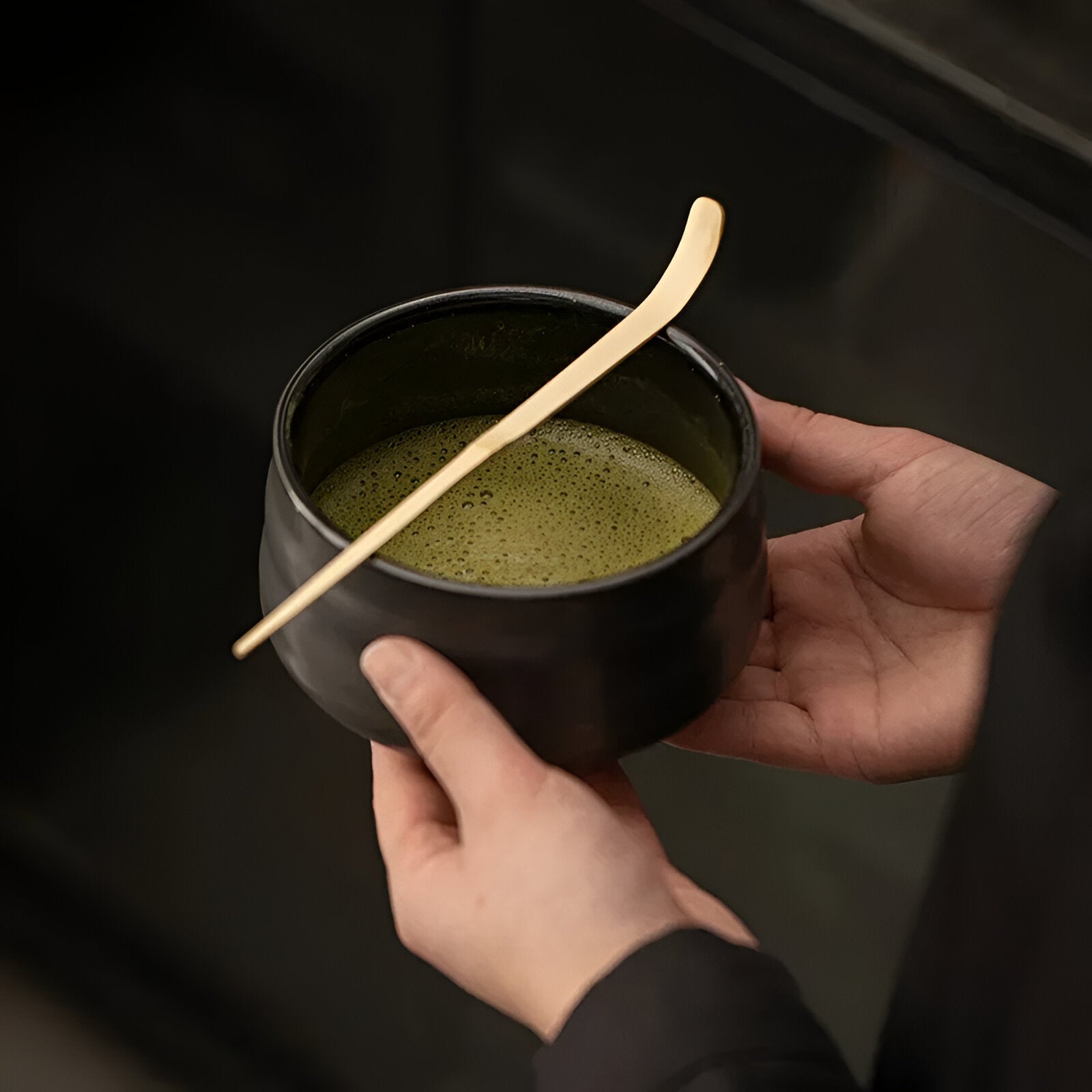 Japanese Matcha Tea Set 4-Piece Ceramic Green Traditional Bamboo Whisk Scoop and Bowl