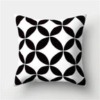 Geometric Black and White Pillow Cover Modern Patchwork Design Standard Size