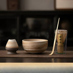 Japanese Matcha Tea Set 4-Piece Ceramic Green Traditional Bamboo Whisk Scoop and Bowl