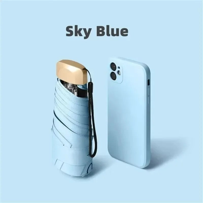 Foldable Mini Umbrella Compact UV Protection Wind Resistant Lightweight Portable 19cm