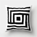 Geometric Black and White Pillow Cover Modern Patchwork Design Standard Size
