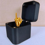 Middle Finger in a Box Gag Gift with Magnetic Lid Black and Gold Compact Prank Surprise 2x2x2 Inches