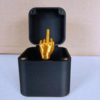 Middle Finger in a Box Gag Gift with Magnetic Lid Black and Gold Compact Prank Surprise 2x2x2 Inches