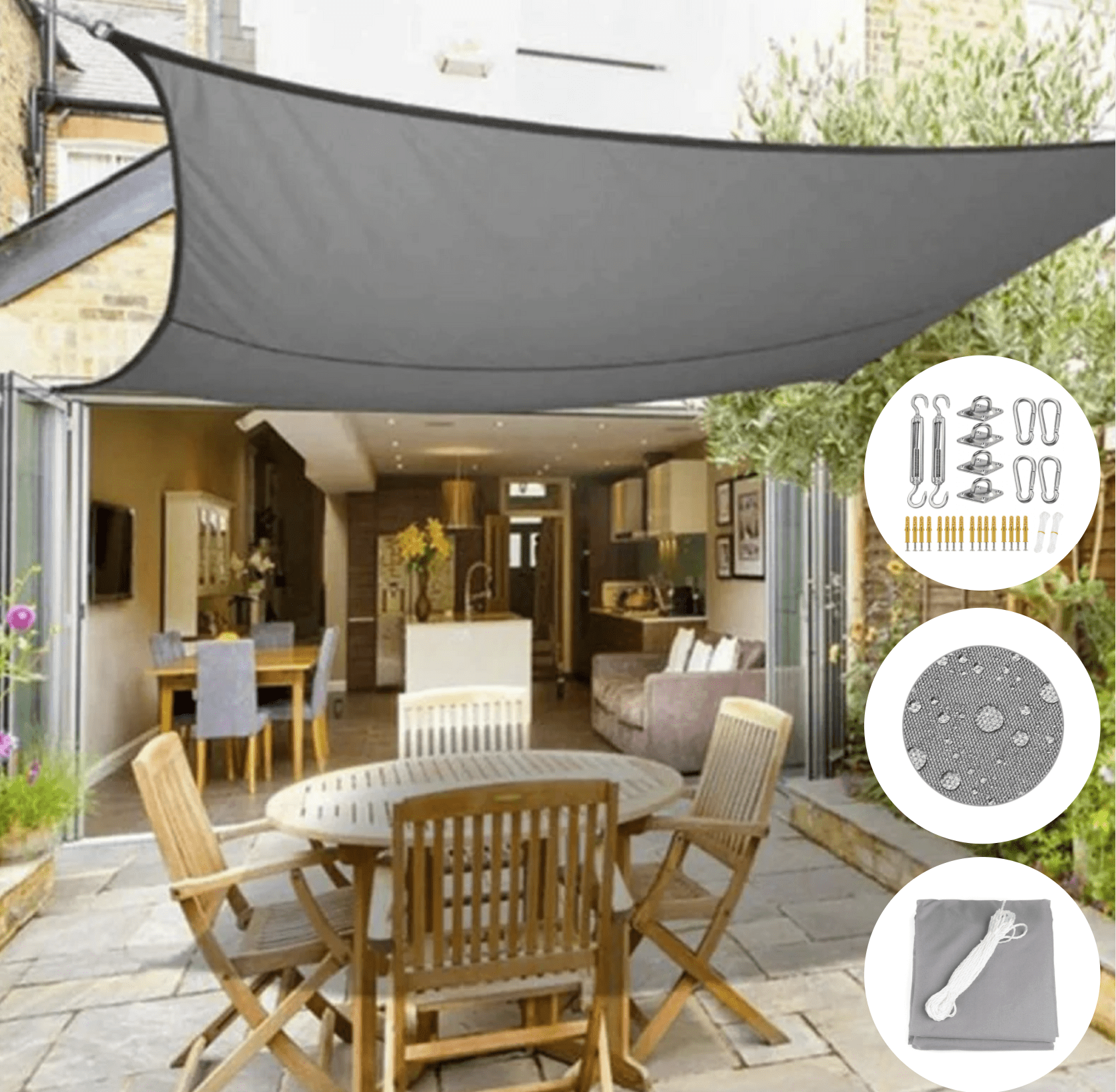 Outdoor Sun and Rain Cover Polyester Weather-Resistant Patio Balcony Shade Multicolor Various Sizes