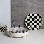 Harrow Monochrome Plastic Storage Tray Eco-Friendly Chessboard Design 30x7 cm