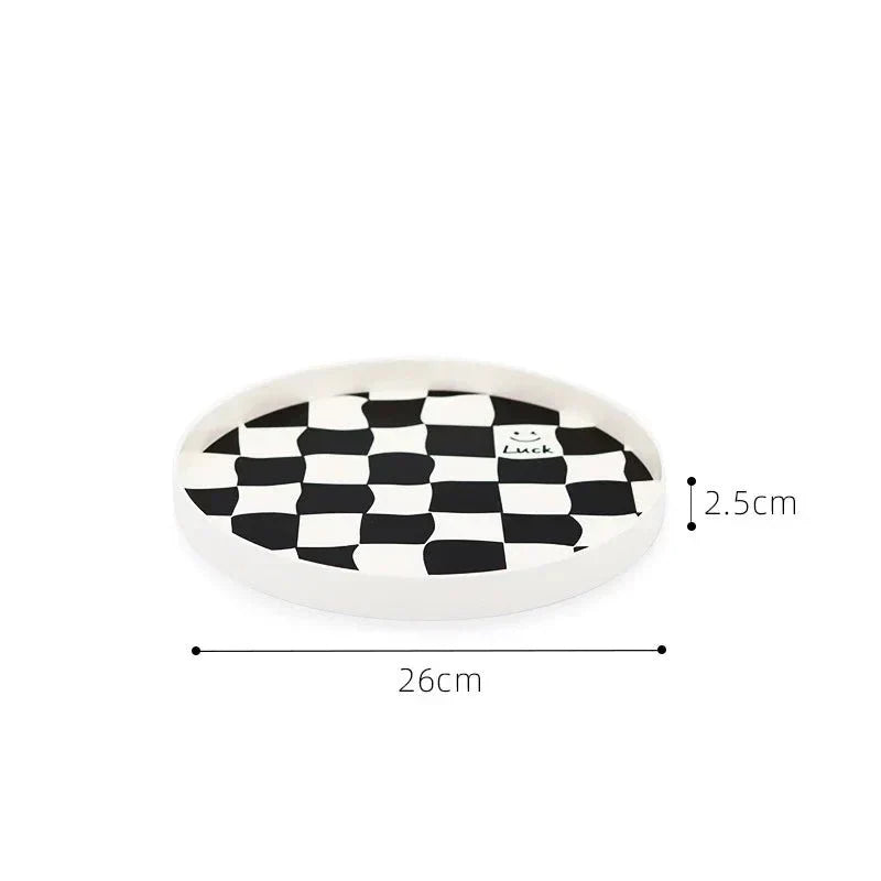 Harrow Monochrome Plastic Storage Tray Eco-Friendly Chessboard Design 30x7 cm
