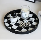 Harrow Monochrome Plastic Storage Tray Eco-Friendly Chessboard Design 30x7 cm
