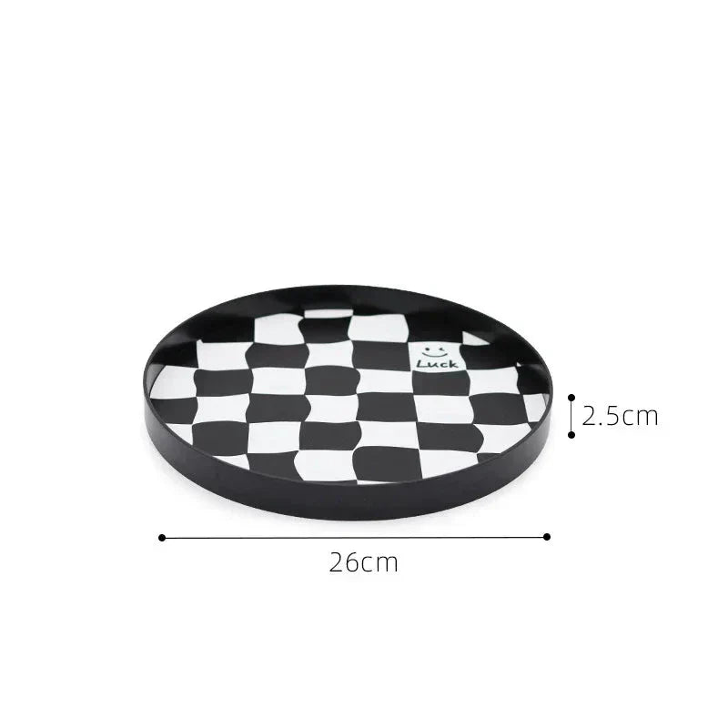 Harrow Monochrome Plastic Storage Tray Eco-Friendly Chessboard Design 30x7 cm