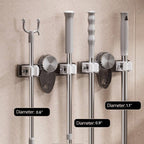 Suction Cup Mop and Broom Organizer with Adjustable Hooks and Angled Suction Heads for Wall Storage