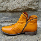 Cozy Ruched Ankle Boots Lightweight PU Leather Zip Closure Arch Support Women’s Fall Winter