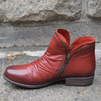 Cozy Ruched Ankle Boots Lightweight PU Leather Zip Closure Arch Support Women’s Fall Winter