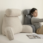 Ergonomic Back Cushion with Adjustable Headrest and Soft Armrests for Neck Support