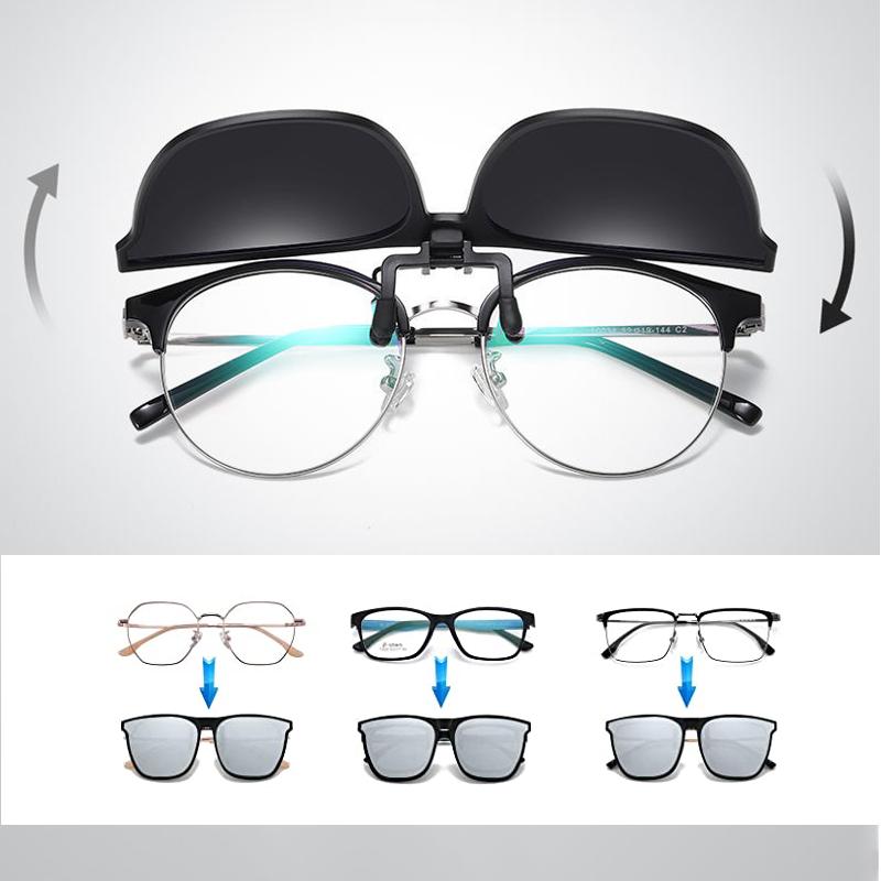 Polarized Flip-Up Clip-On Sunglasses Lightweight Magnesium Alloy UV400 TAC Lenses Black Blue Pink Silver