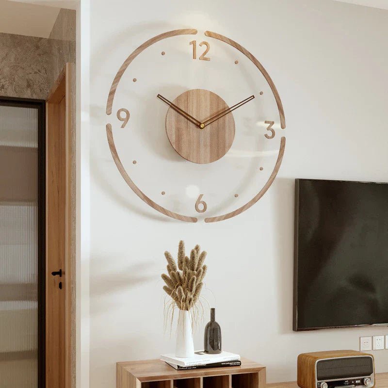 Nordora Silent Scandinavian Wall Clock Natural Wood 35cm Minimalist Quartz Movement