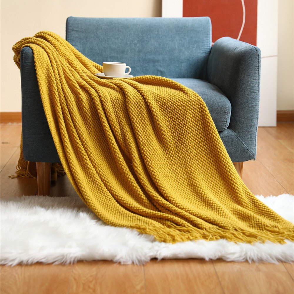 Nordic Knitted Blanket Soft Cozy Throw for Living Room Bedroom Terrace Scandinavian Design