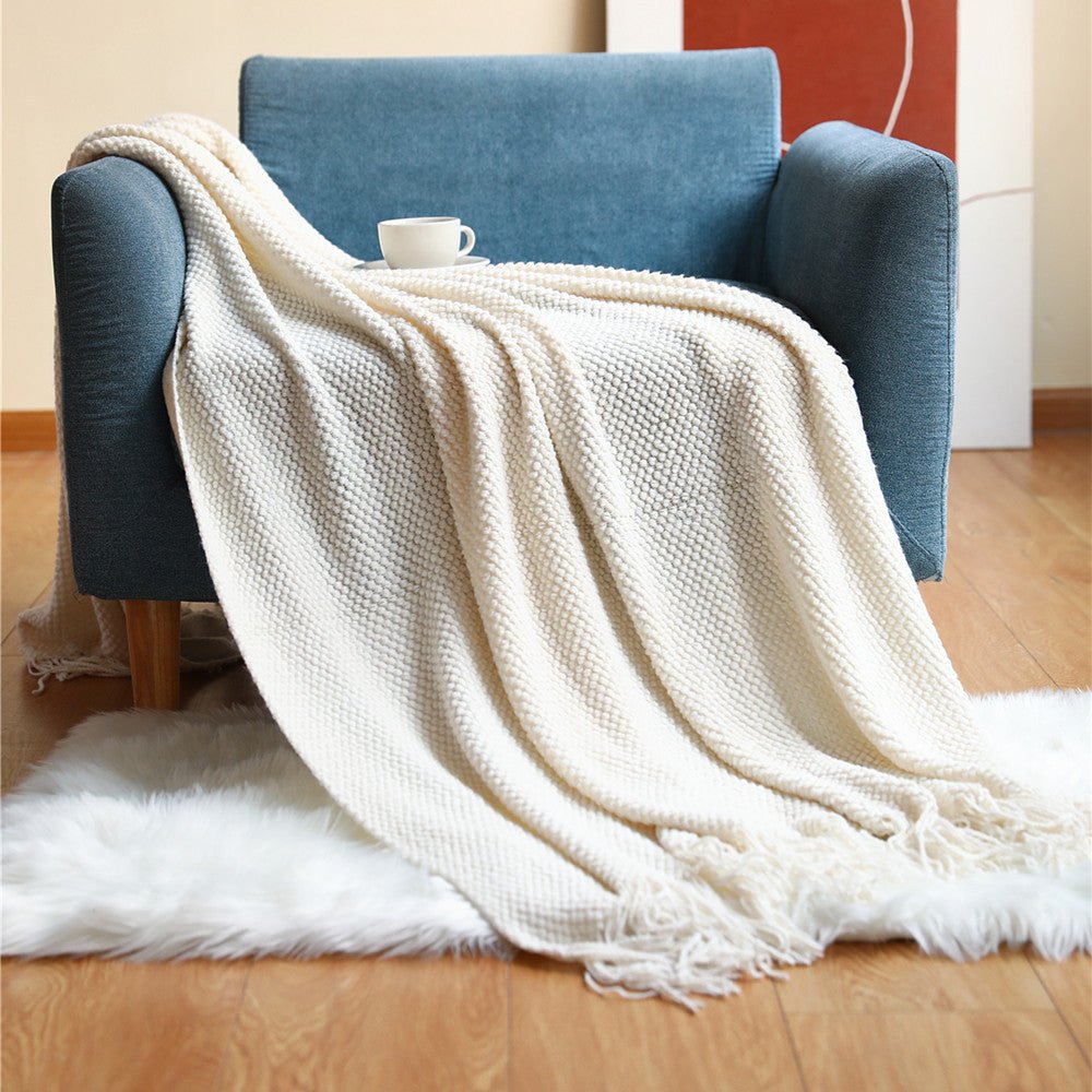 Nordic Knitted Blanket Soft Cozy Throw for Living Room Bedroom Terrace Scandinavian Design