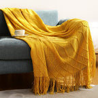 Nordic Knitted Diamond Blanket Soft Polyester Throw Cozy Warm Minimalist Home Decor