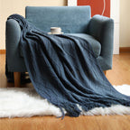 Nordic Knitted Blanket Diamond Pattern Soft Polyester Throw Cozy Warm Home Decor