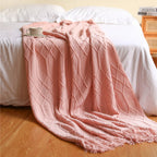 Nordic Knitted Diamond Blanket Soft Polyester Throw Cozy Warm Minimalist Home Decor