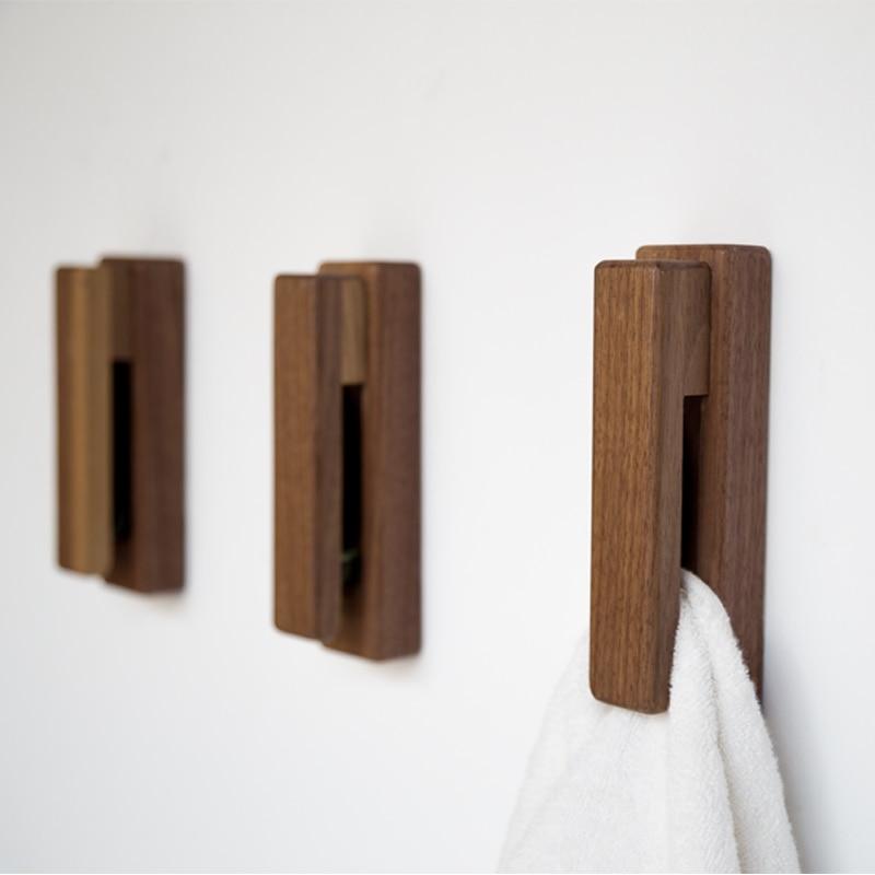 Harrow Nordic Wooden Towel Holder Wall Hooks with Glass Ball Rolling Grip Beech Walnut Oak