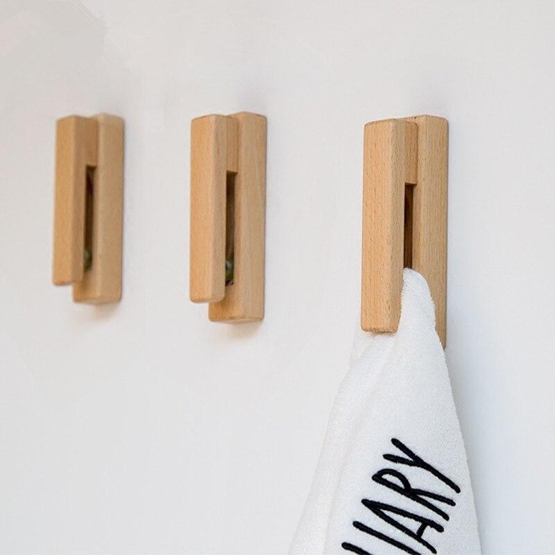 Harrow Nordic Wooden Towel Holder Wall Hooks with Glass Ball Rolling Grip Beech Walnut Oak