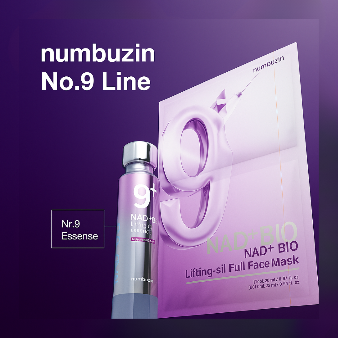 Numbuzin No.9 NAD+ Bio Lifting Serum and Sheet Mask Anti-Aging Skincare Set for Firmness and Radiance