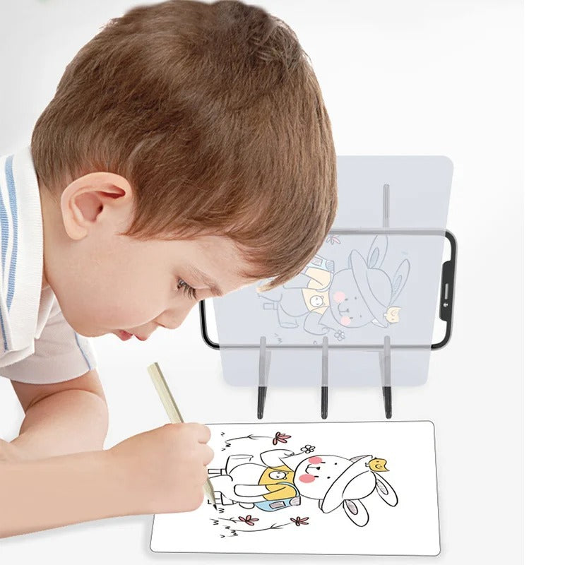 Optical Drawing Board with Clear PMMA Lens Portable Art Projector Compatible with Smartphones and Tablets 18x10 cm