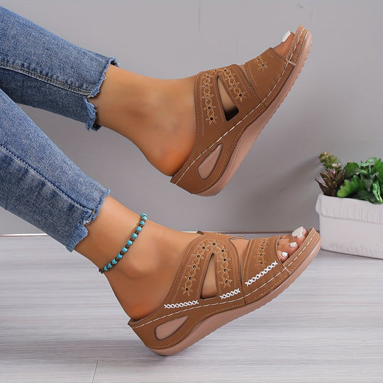 Women’s Orthopedic Comfort Sandals Breathable Supportive Gel Insole Adjustable Strap 4cm Heel