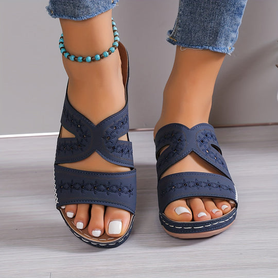 Women’s Orthopedic Comfort Sandals Breathable Supportive Gel Insole Adjustable Strap 4cm Heel