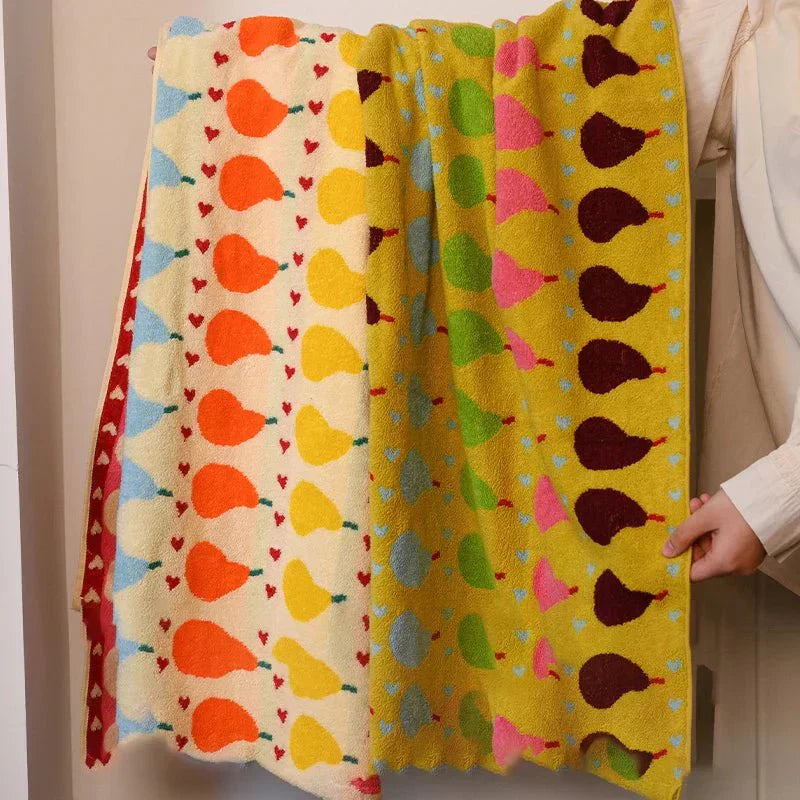 Harrow Soft Organic Cotton Children's Face Towel Pear Motif Machine Washable