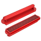 Hot Dog Slicer with Criss-Cross Slots Stainless Steel and Red ABS Plastic for Even Cooking