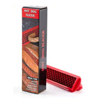 Hot Dog Slicer with Criss-Cross Slots Stainless Steel and Red ABS Plastic for Even Cooking
