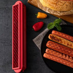 Hot Dog Slicer with Criss-Cross Slots Stainless Steel and Red ABS Plastic for Even Cooking